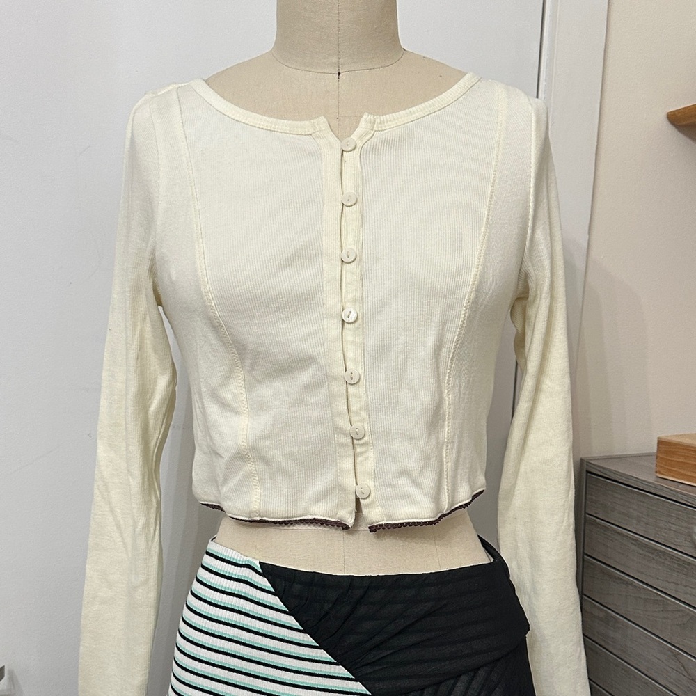 Free People Ivory Button-Down Top